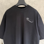 Black Balenciaga logo T-shirt close-up of small chest emblem