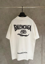 Balenciaga short-sleeve T-shirt, white, large back graphic and logo