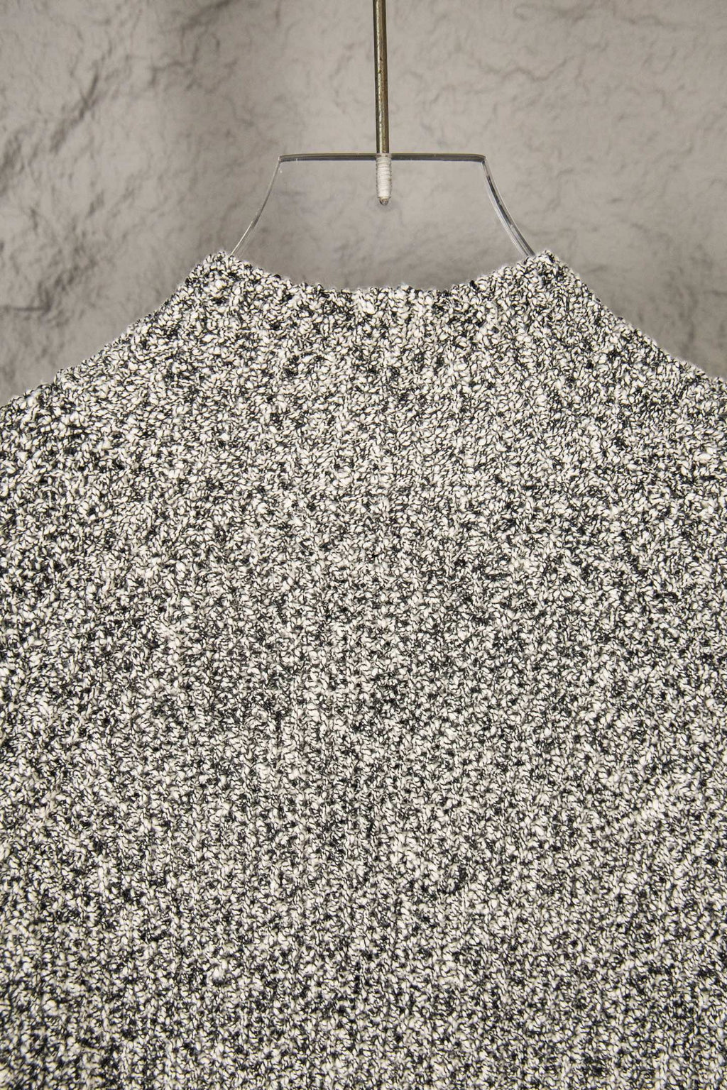 Speckled textured jacket upper section with stand collar