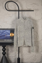 Speckled textured zip jacket with stand collar, full front zipper
