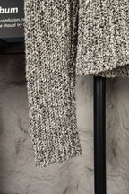 Stone Island flecked jacket sleeve and hem, black and white textured knit