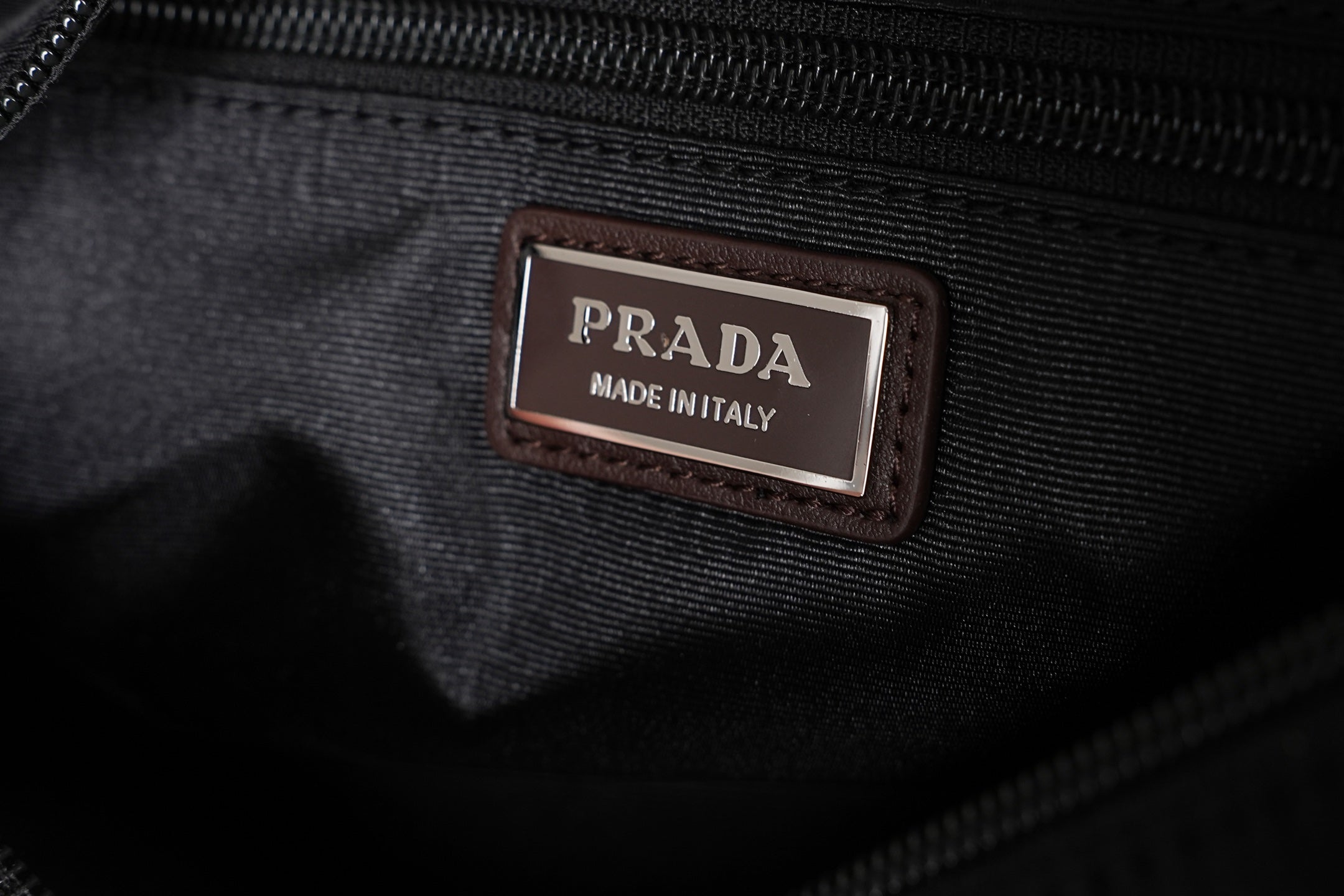 Prada Made in Italy label on interior lining