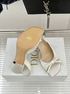 Dior ladies sandal soles and insoles, white open toe with bow slingback