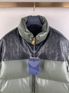 Louis Vuitton two-tone puffer jacket, front zip and stand collar with tags