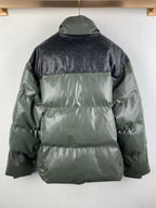 Louis Vuitton two-tone puffer jacket, back view with monogram upper panel