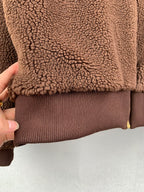 Louis Vuitton long brown teddy-fleece hem with ribbed cuff and gold zipper tape