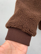 Louis Vuitton long brown teddy-fleece jacket sleeve cuff with ribbed hem