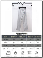 Pants size chart with waist, hip, thigh, and length measurements table