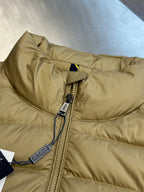 Ralph Lauren puffer jacket, beige, front zipper with pull tab and label