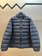 Ralph Lauren puffer jacket, navy blue, full-zip with gold logo on chest