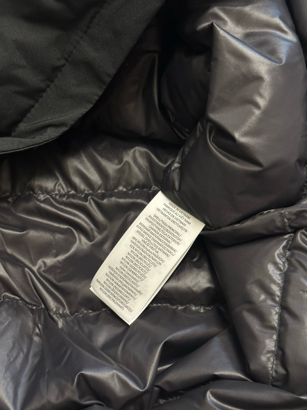 Ralph Lauren hooded jacket lining, inner fabric and paper care label