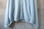 Balenciaga light blue zip-up hoodie with pouch pockets and hem