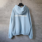Balenciaga light blue hoodie with BALENCIAGA logo on the back