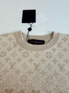 Light beige monogram sweater neckline with ribbed collar