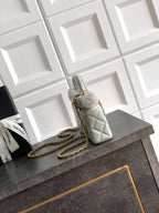 Chanel quilted mini bag, light silver-gray, gold-tone chain shoulder strap