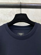 Dark navy crew-neck T-shirt with FENDI neckline label