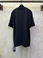 Dark navy short-sleeve T-shirt with plain back and straight hem
