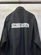 Balenciaga long-sleeve shirt, black, back view with large BALENCIAGA text
