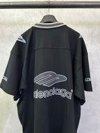 Black short-sleeve shirt back with cloud logo and BALENCIAGA sleeve print