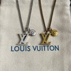 Charm necklace pendants: silver and gold LV letters with star emblem on chains