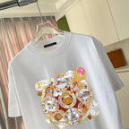 White Louis Vuitton T-shirt with large colorful front graphic detail