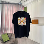 Black T-shirt with multicolor Louis Vuitton-style graphic front