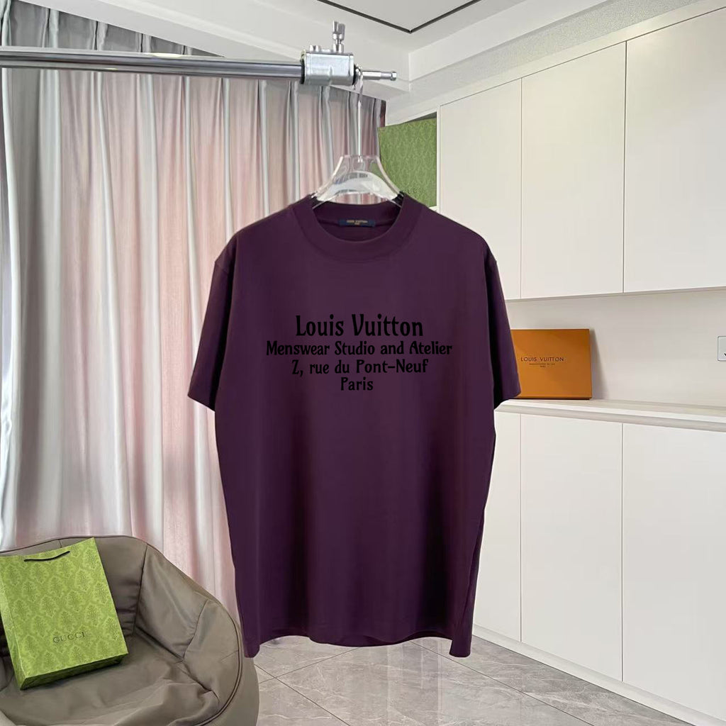 Louis Vuitton crewneck T-shirt, purple with black logo text
