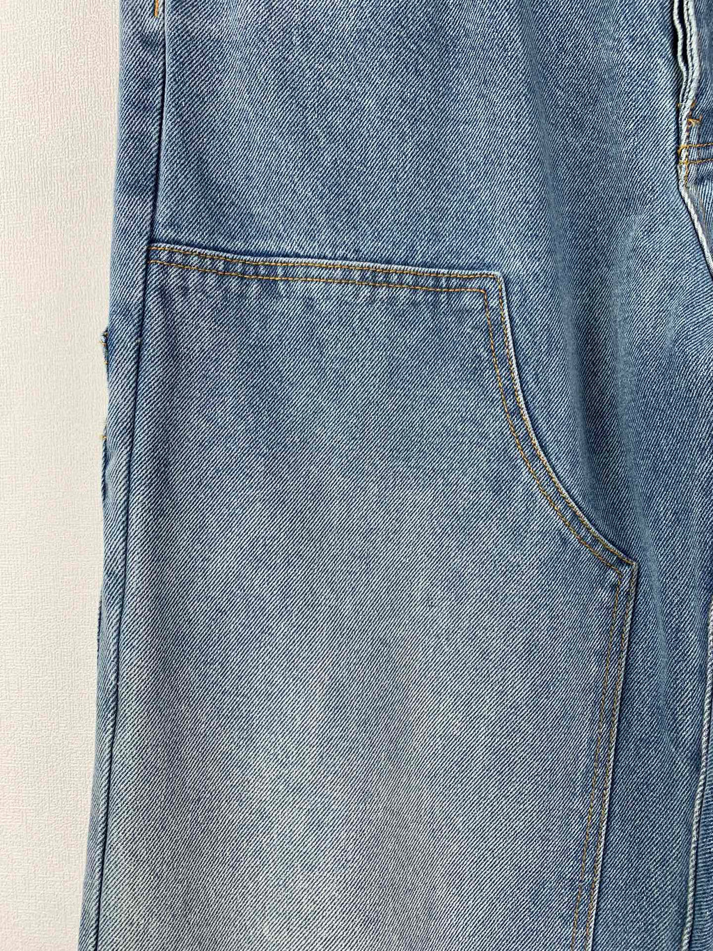 Louis Vuitton light blue denim pants with wide side pocket and stitched seams