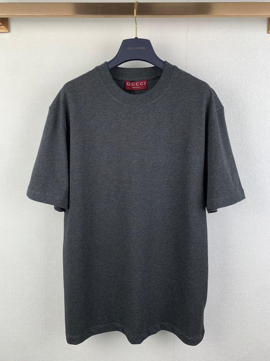 Heather gray Gucci crewneck T-shirt with short sleeves