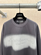 Short-sleeve T-shirt in dark gray with front chest logo text detail