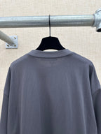 Short-sleeve T-shirt in dark gray, back collar and sleeve view