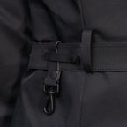 Moncler long parka with adjustable belt strap and hook-and-loop buckle