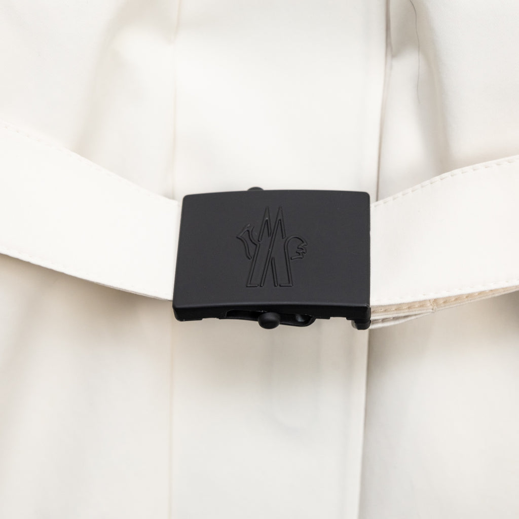Moncler long coat interior snap cover with Moncler logo