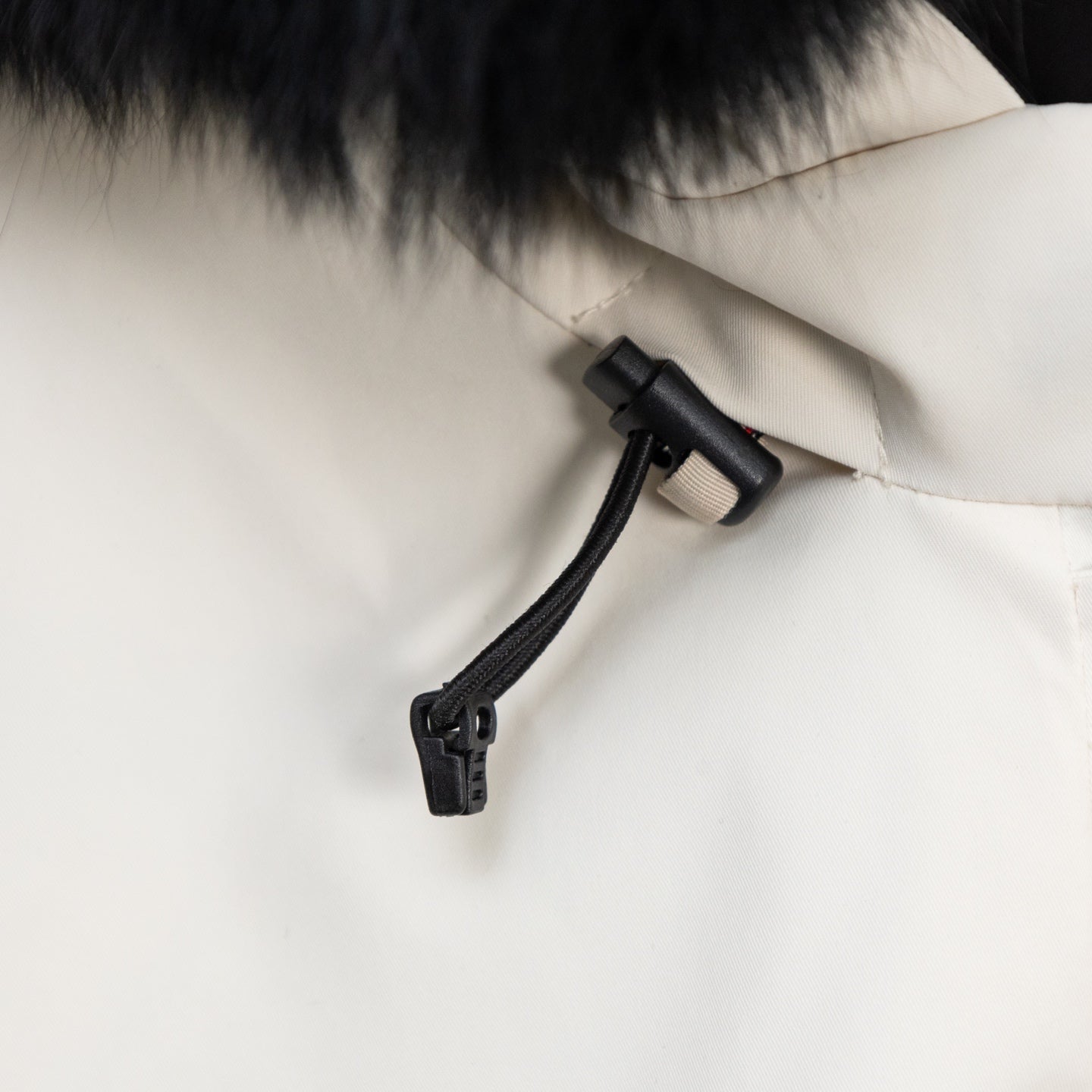 Moncler white jacket drawstring cord with toggle stopper
