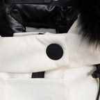 Moncler white puffer sleeve cuff with embossed logo snap button