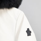 Moncler white jacket sleeve with dark logo patch