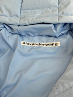 Light blue puffer jacket with alexanderwang logo label
