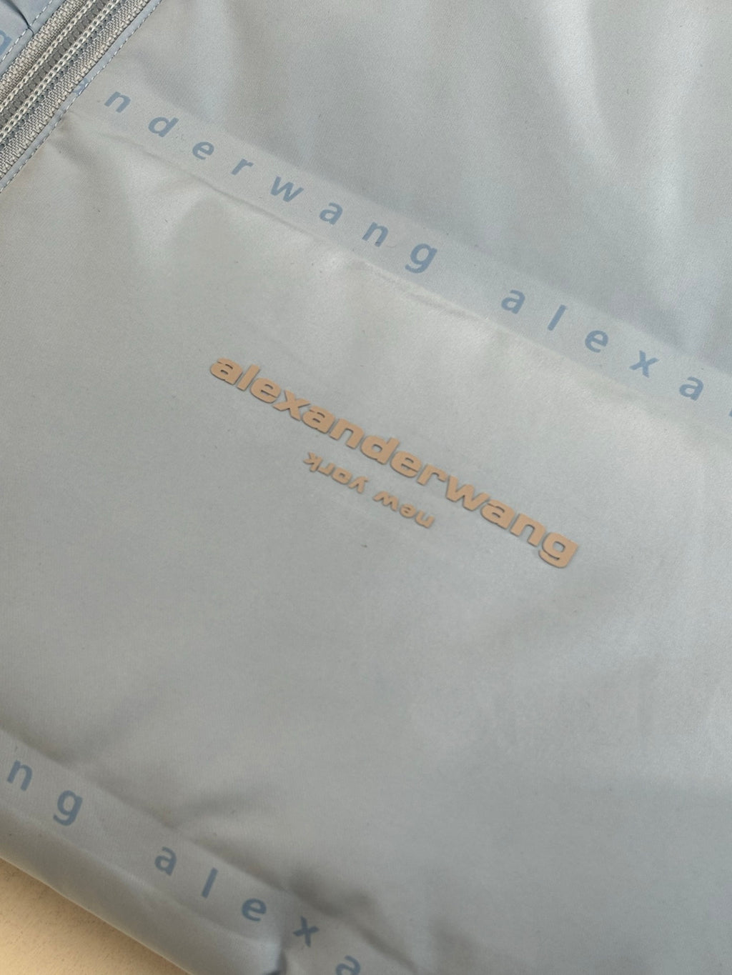 Light blue puffer jacket lining with alexanderwang print