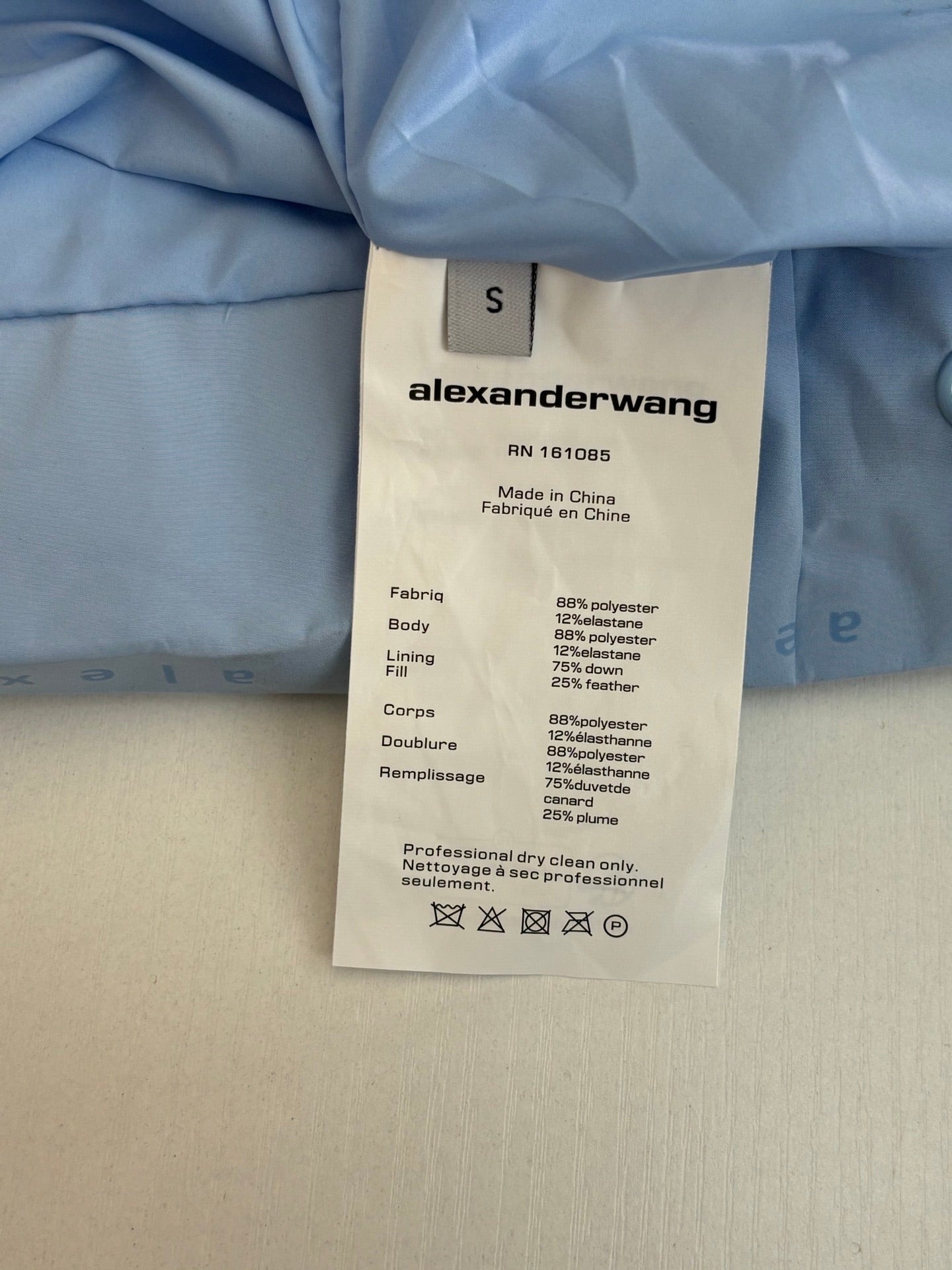 alexanderwang label on light blue hooded sweatshirt, size S