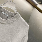 Givenchy ribbed crewneck knit sweater with branded neck label