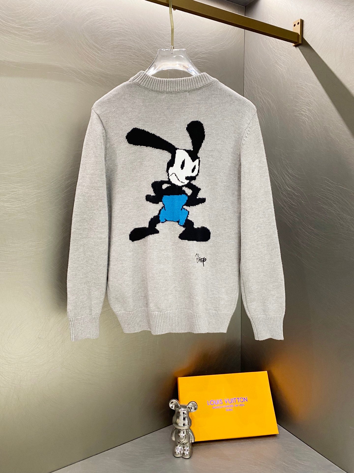 Givenchy knit sweater with ribbed crewneck and Mickey Mouse-style back graphic