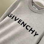 Givenchy knit sweater with "GIVENCHY" lettering across the chest