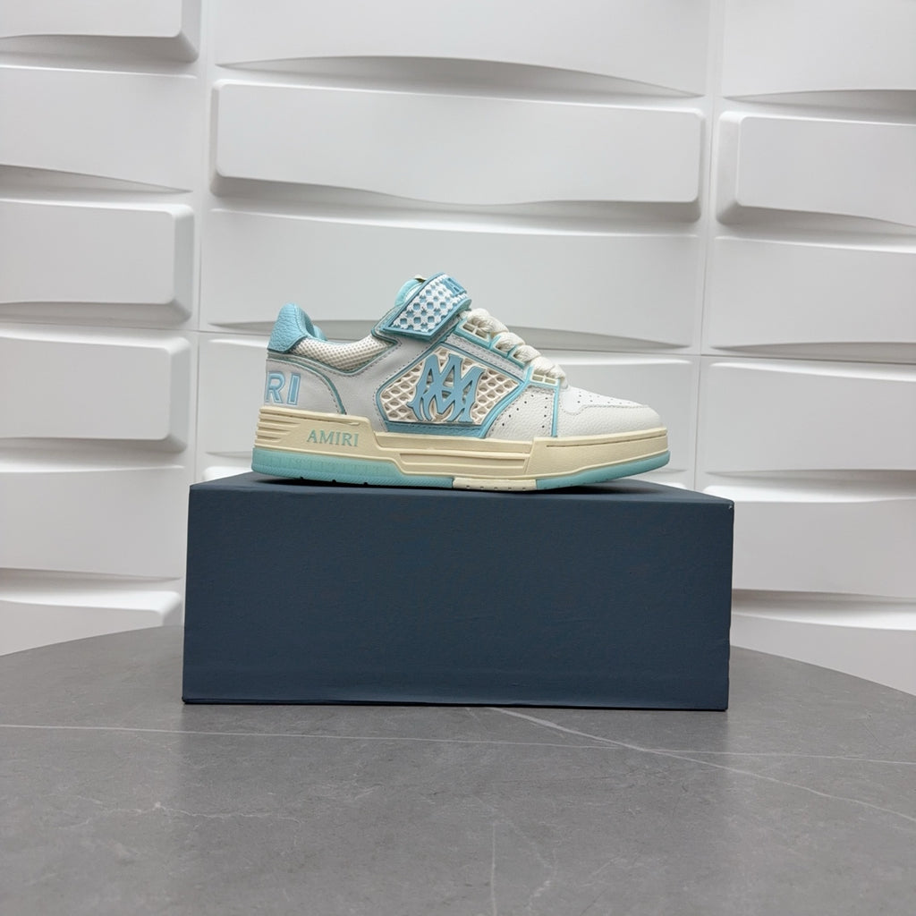 Amiri low-top sneakers, white with light blue panels and logo detail
