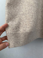 Ribbed knit hem of Louis Vuitton long-sleeve sweater, light heather beige