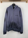 Balenciaga zip-up hoodie in dark blue with hood and front pockets