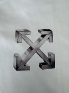 Metallic 3D logo print on off-white T-shirt fabric