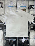Off White crew-neck T-shirt, short sleeves, small chest logo print on off-white