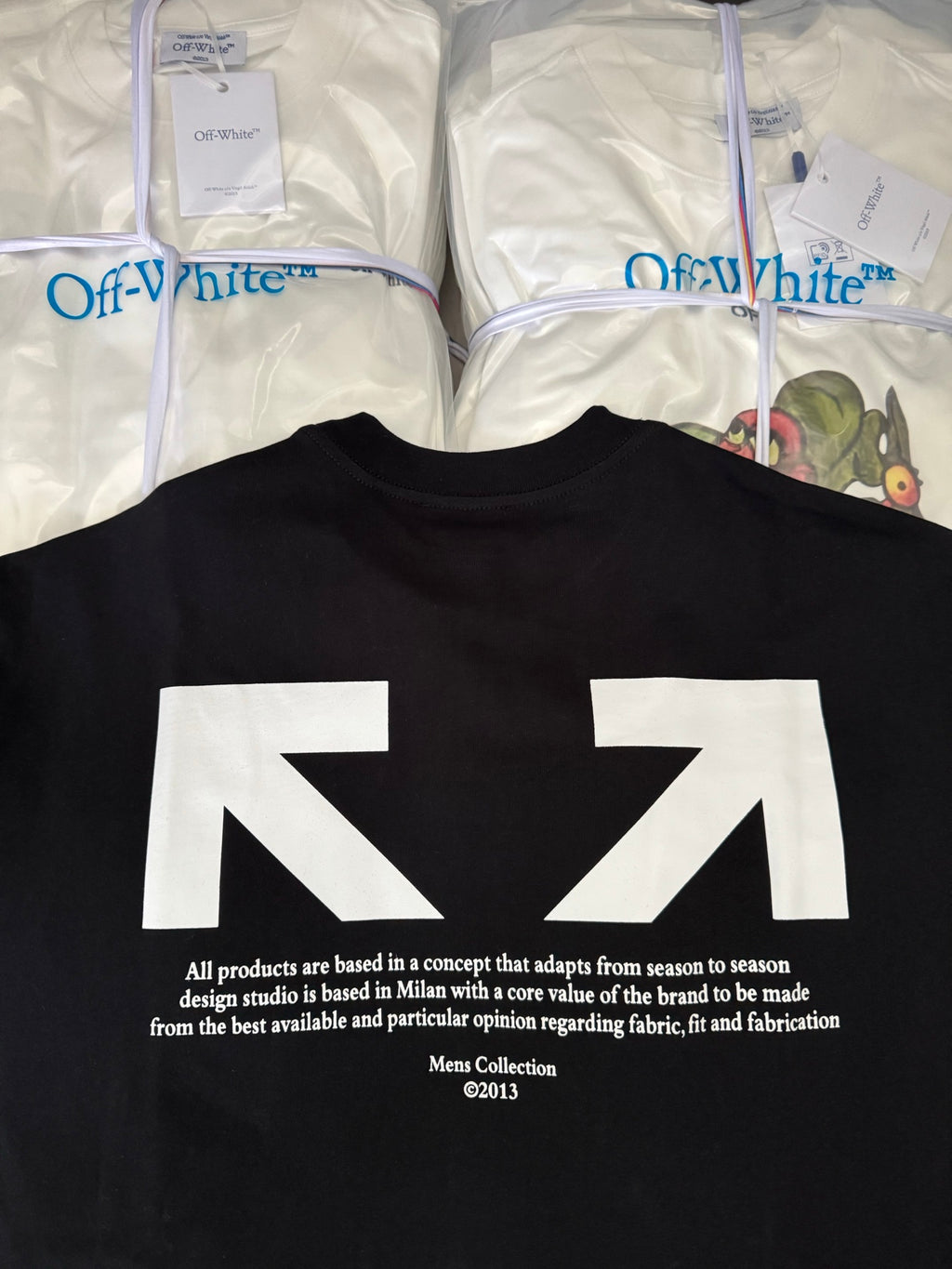 Off-White black T-shirt with large white chevron arrow print