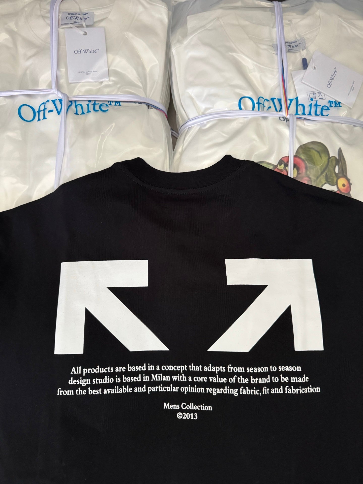 Off-White black T-shirt with large white chevron arrow print