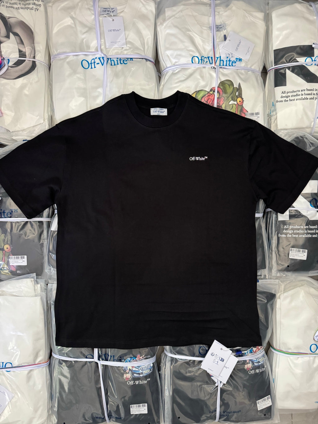 Off-White black T-shirt with small chest logo